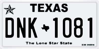 TX license plate DNK1081