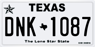 TX license plate DNK1087