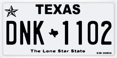TX license plate DNK1102