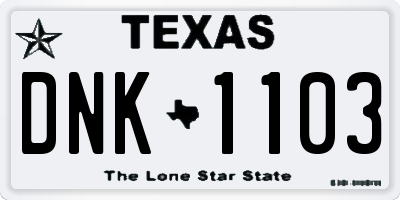 TX license plate DNK1103