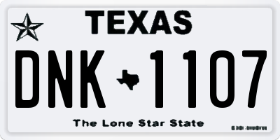 TX license plate DNK1107