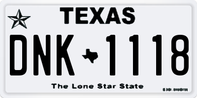 TX license plate DNK1118