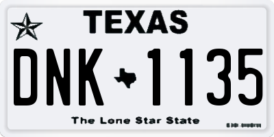 TX license plate DNK1135