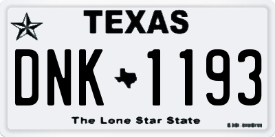 TX license plate DNK1193