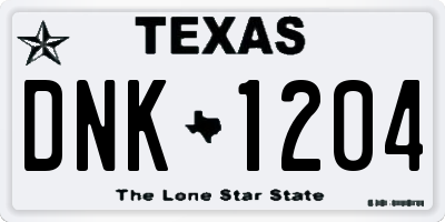 TX license plate DNK1204
