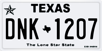 TX license plate DNK1207