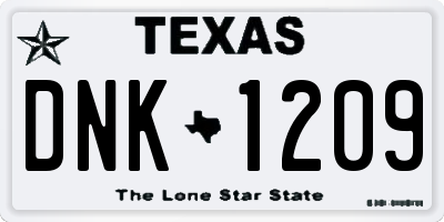 TX license plate DNK1209