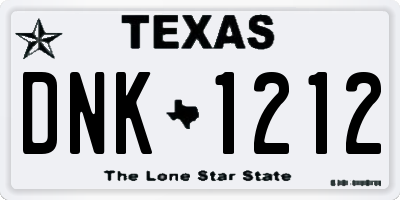 TX license plate DNK1212