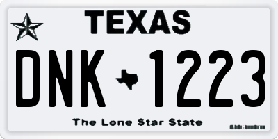 TX license plate DNK1223