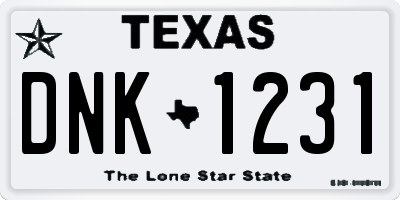 TX license plate DNK1231