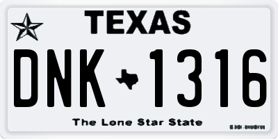 TX license plate DNK1316
