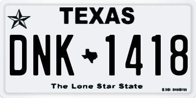 TX license plate DNK1418