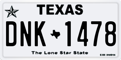 TX license plate DNK1478