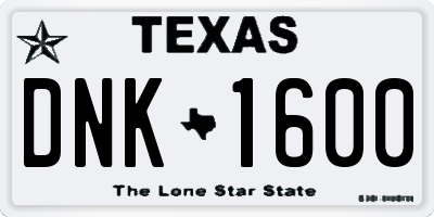 TX license plate DNK1600