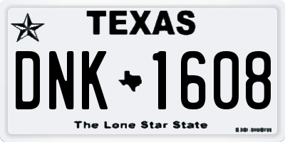 TX license plate DNK1608