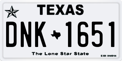 TX license plate DNK1651