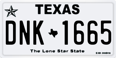 TX license plate DNK1665