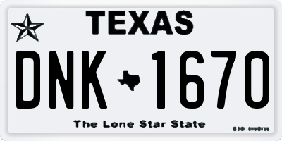 TX license plate DNK1670