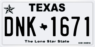 TX license plate DNK1671