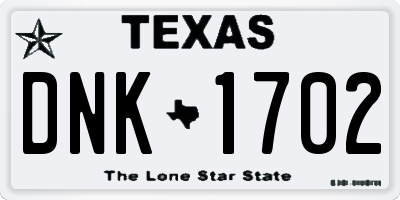 TX license plate DNK1702