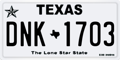 TX license plate DNK1703