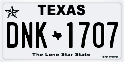TX license plate DNK1707