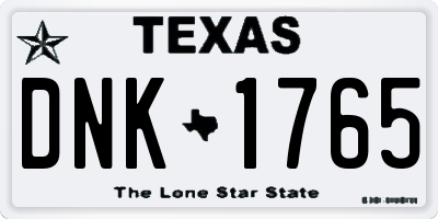 TX license plate DNK1765