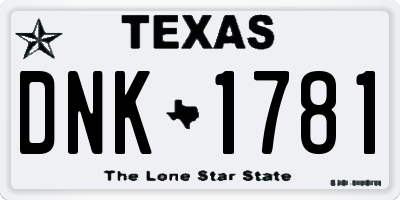 TX license plate DNK1781