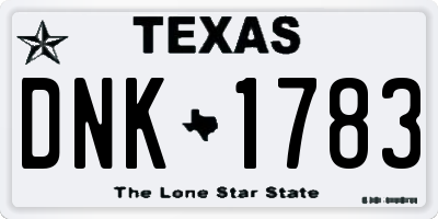 TX license plate DNK1783