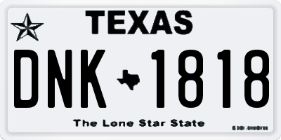 TX license plate DNK1818