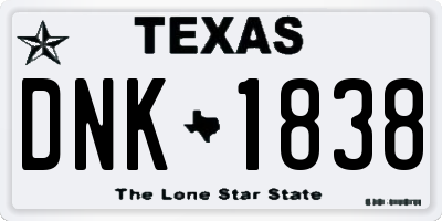 TX license plate DNK1838