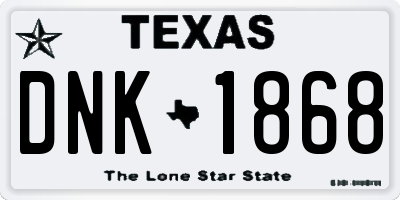 TX license plate DNK1868