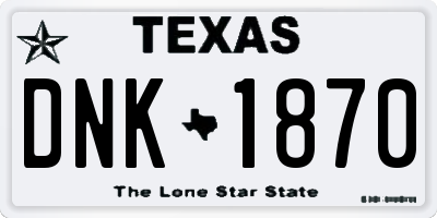 TX license plate DNK1870