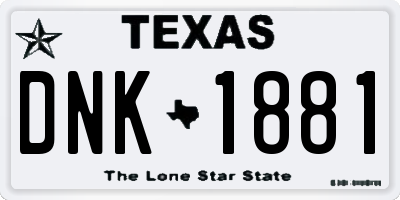 TX license plate DNK1881