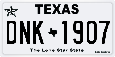 TX license plate DNK1907