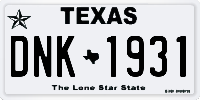 TX license plate DNK1931