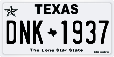 TX license plate DNK1937