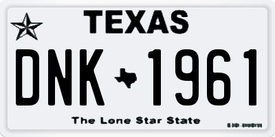 TX license plate DNK1961