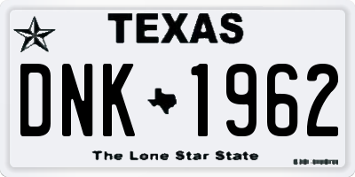 TX license plate DNK1962