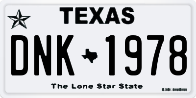 TX license plate DNK1978