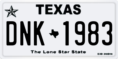 TX license plate DNK1983