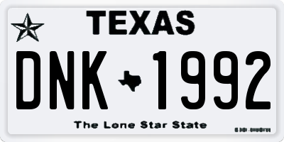 TX license plate DNK1992