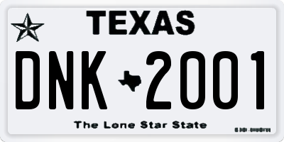 TX license plate DNK2001