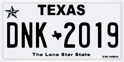 TX license plate DNK2019