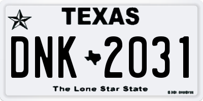TX license plate DNK2031