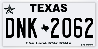 TX license plate DNK2062
