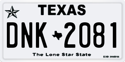 TX license plate DNK2081