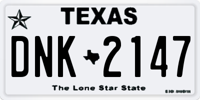 TX license plate DNK2147