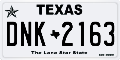 TX license plate DNK2163