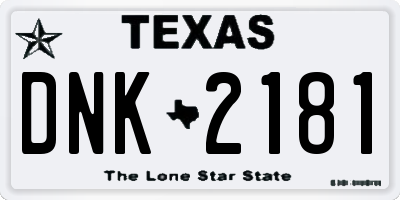TX license plate DNK2181